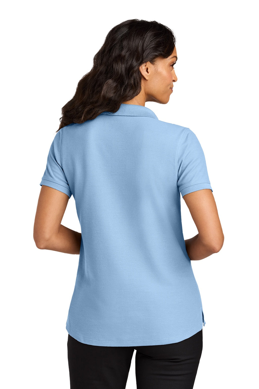 Port Authority LK200 Womens Wearever Signature Pique Short Sleeve Polo Shirt Cloud Blue Model Back