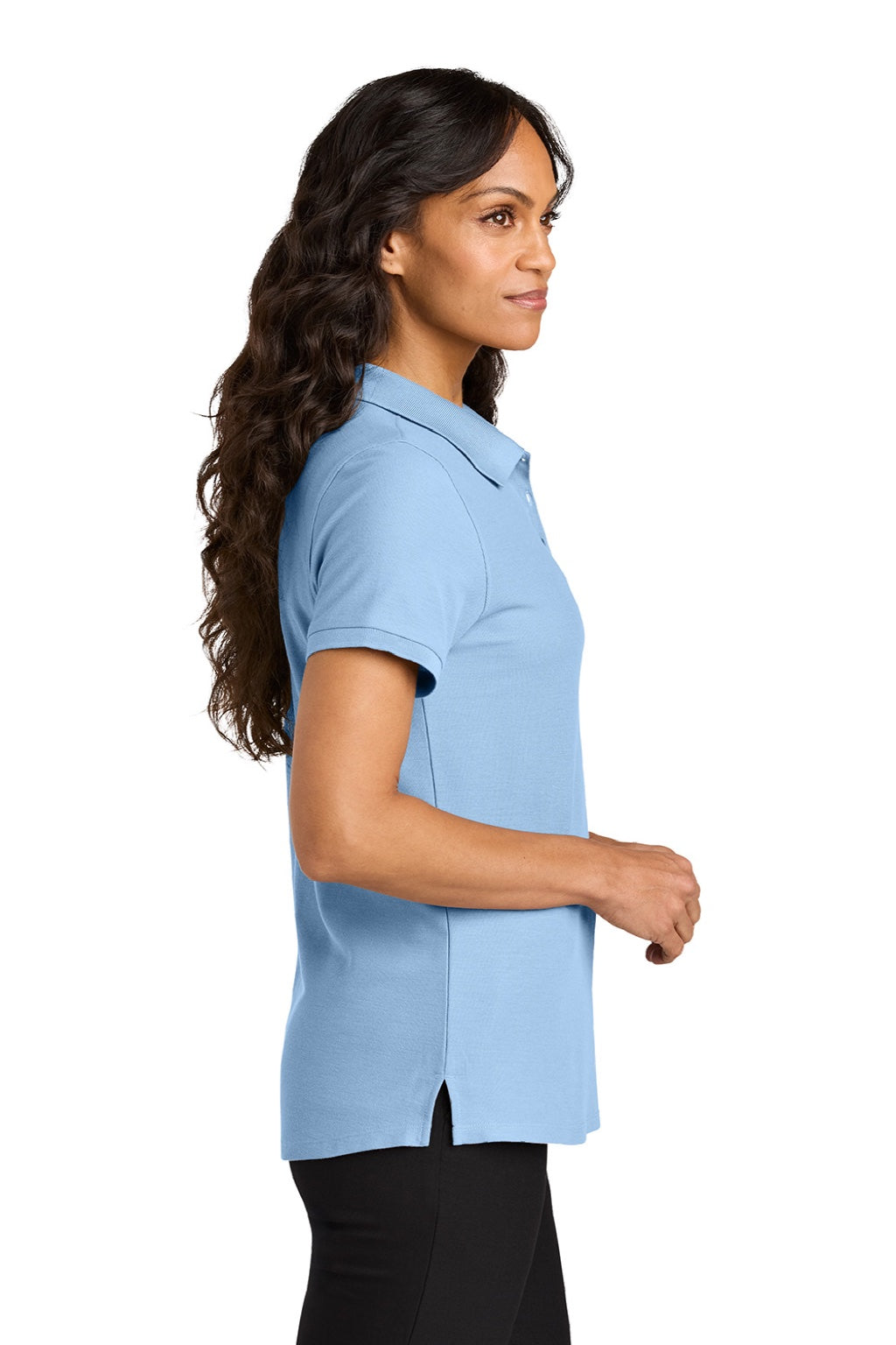 Port Authority LK200 Womens Wearever Signature Pique Short Sleeve Polo Shirt Cloud Blue Model Side
