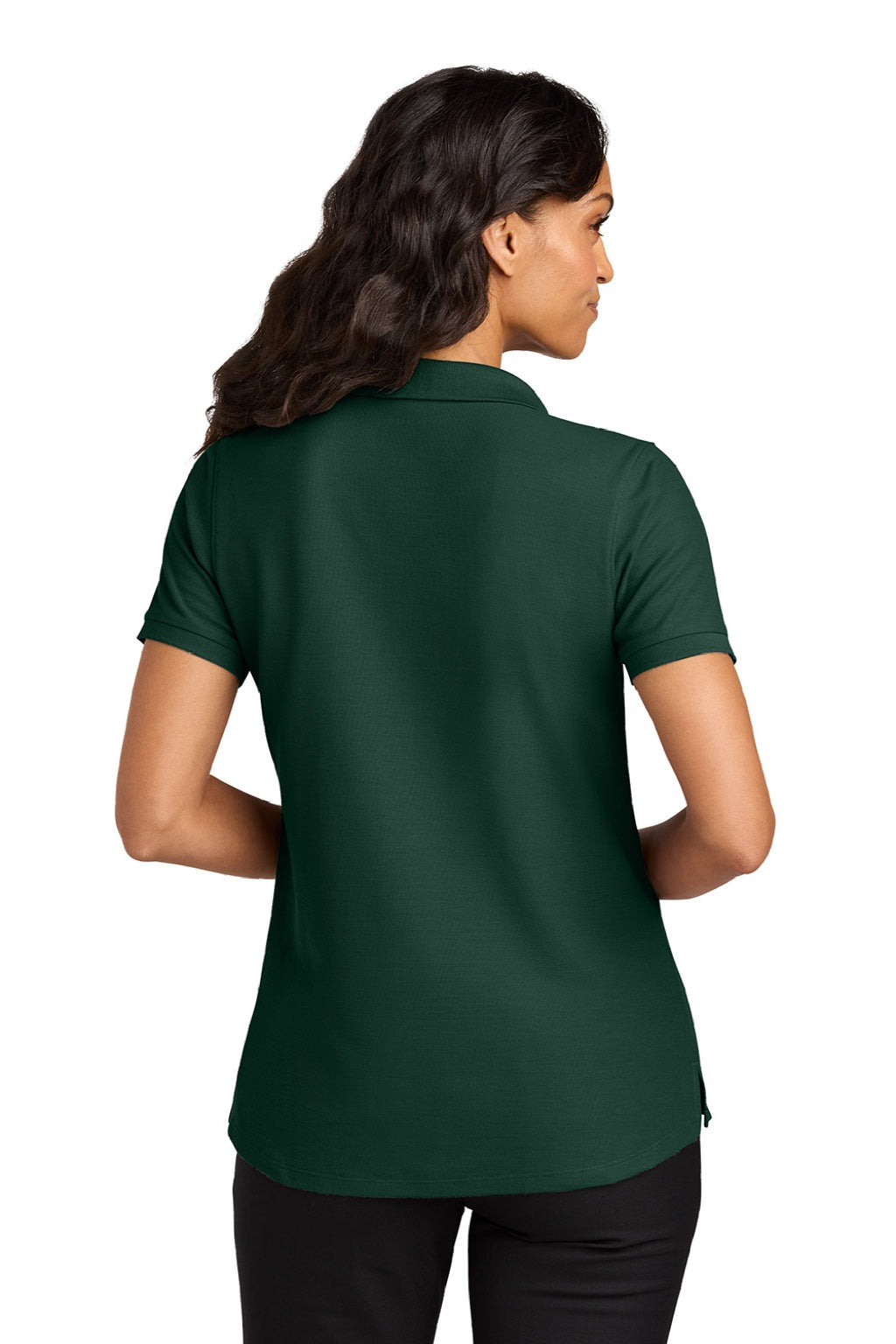 Port Authority LK200 Womens Wearever Signature Pique Short Sleeve Polo Shirt Dark Green Model Back