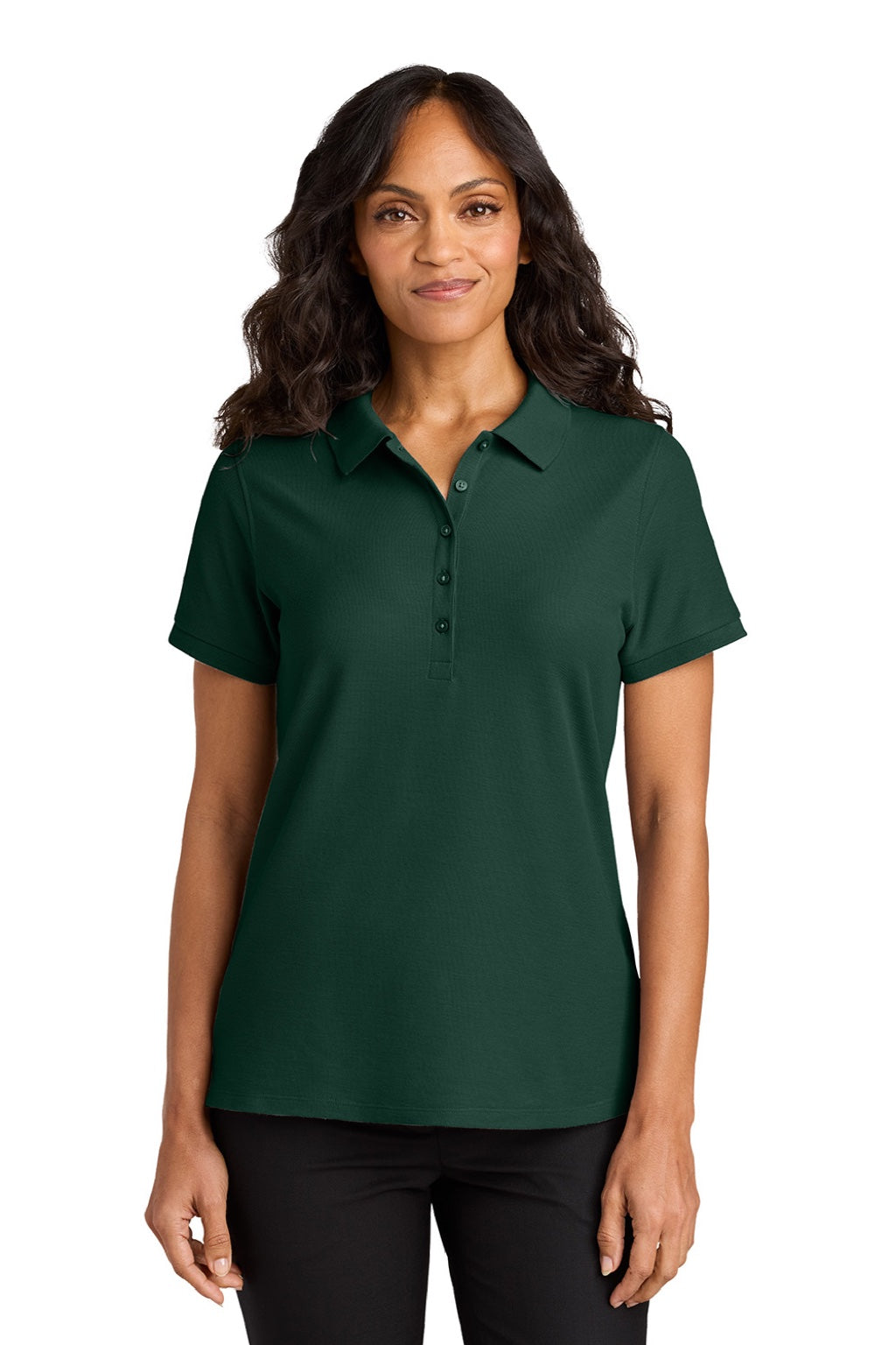 Port Authority LK200 Womens Wearever Signature Pique Short Sleeve Polo Shirt Dark Green Model Front