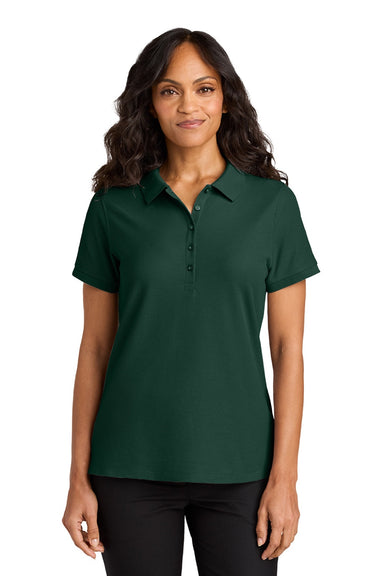 Port Authority LK200 Womens Wearever Signature Pique Short Sleeve Polo Shirt Dark Green Model Front