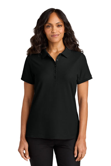 Port Authority LK200 Womens Wearever Signature Pique Short Sleeve Polo Shirt Deep Black Model Front