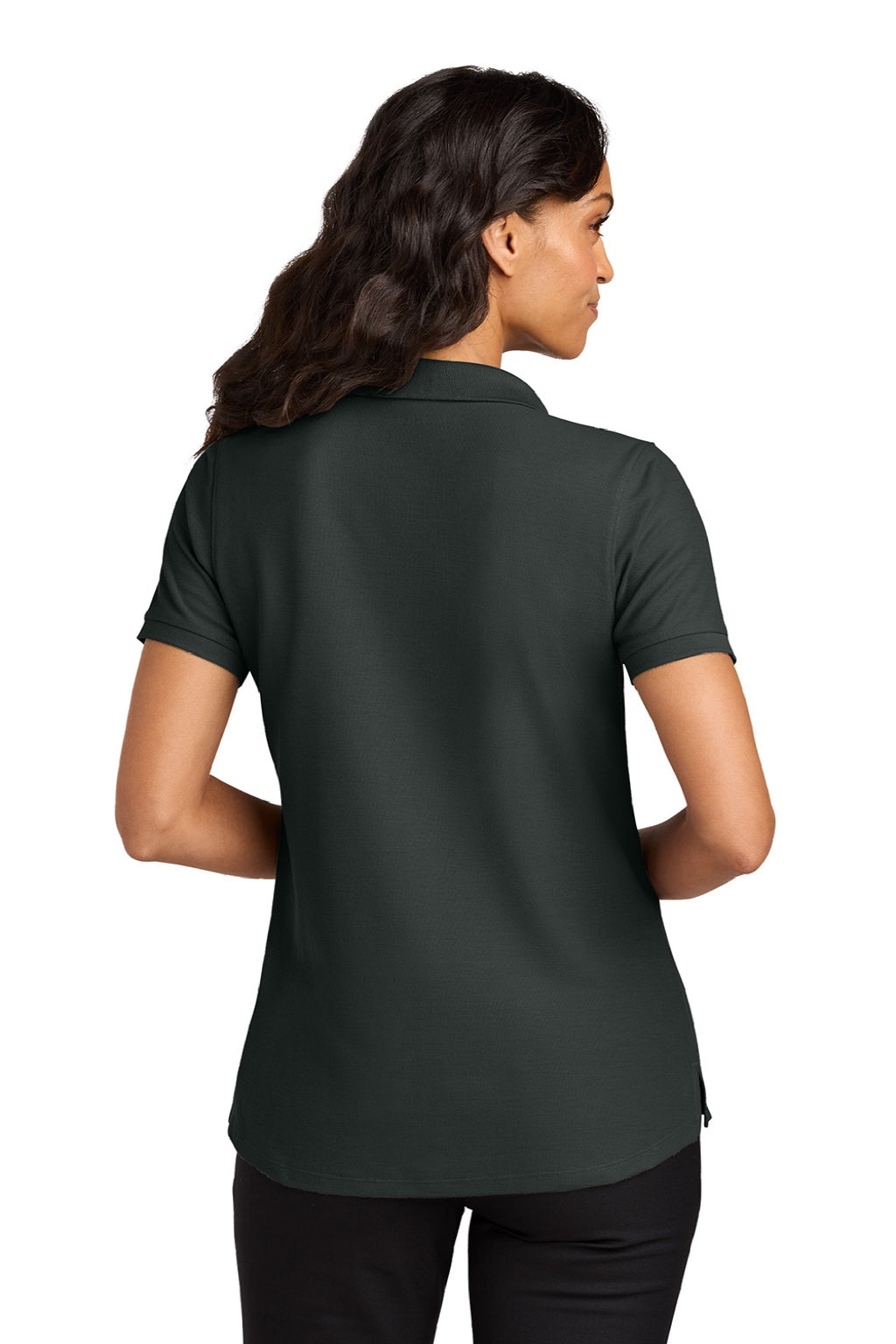 Port Authority LK200 Womens Wearever Signature Pique Short Sleeve Polo Shirt Smoke Grey Model Back