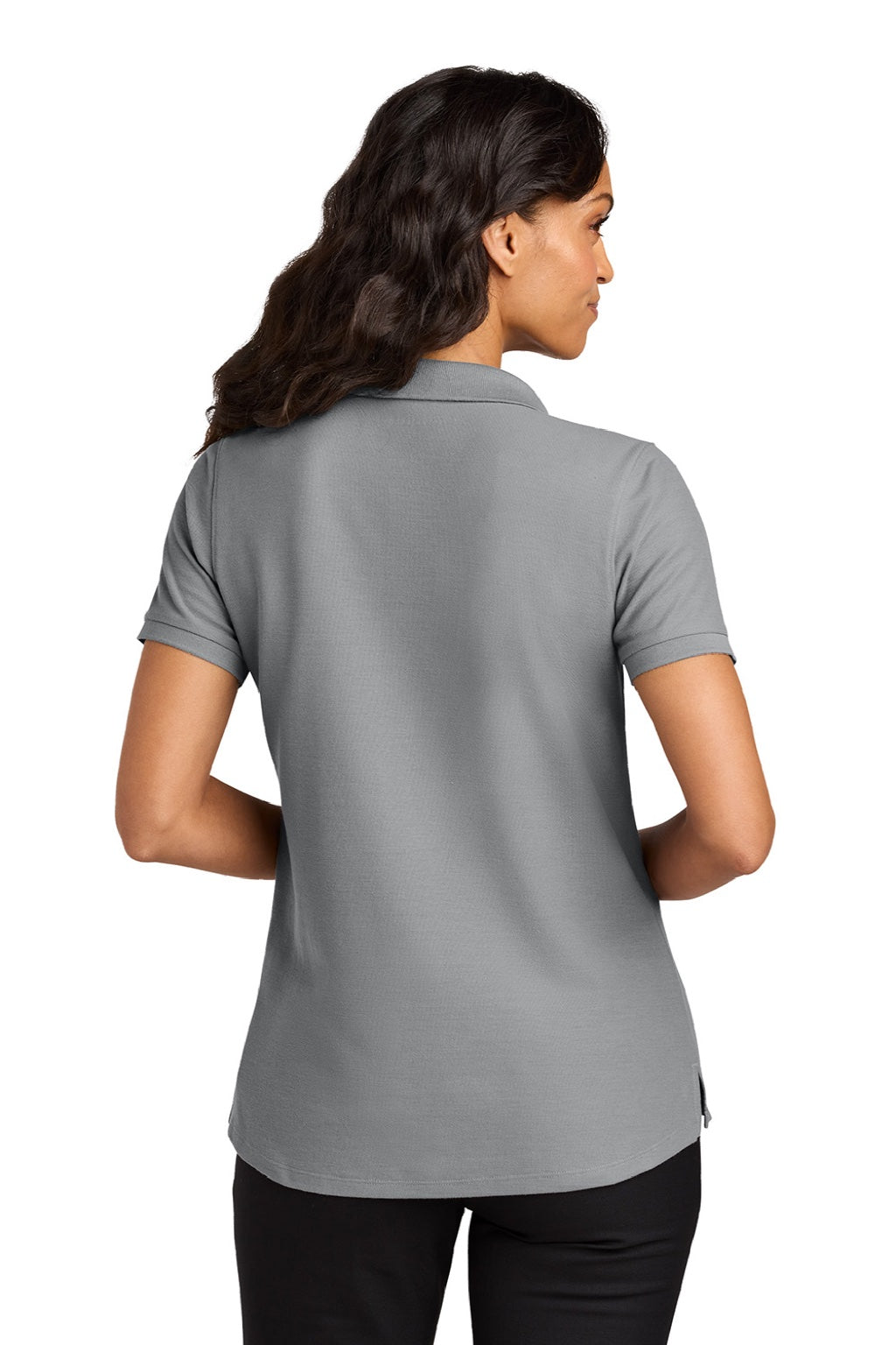 Port Authority LK200 Womens Wearever Signature Pique Short Sleeve Polo Shirt Gusty Grey Model Back
