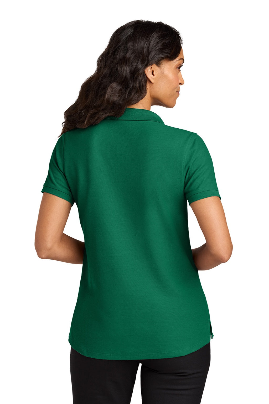 Port Authority LK200 Womens Wearever Signature Pique Short Sleeve Polo Shirt Kelly Green Model Back