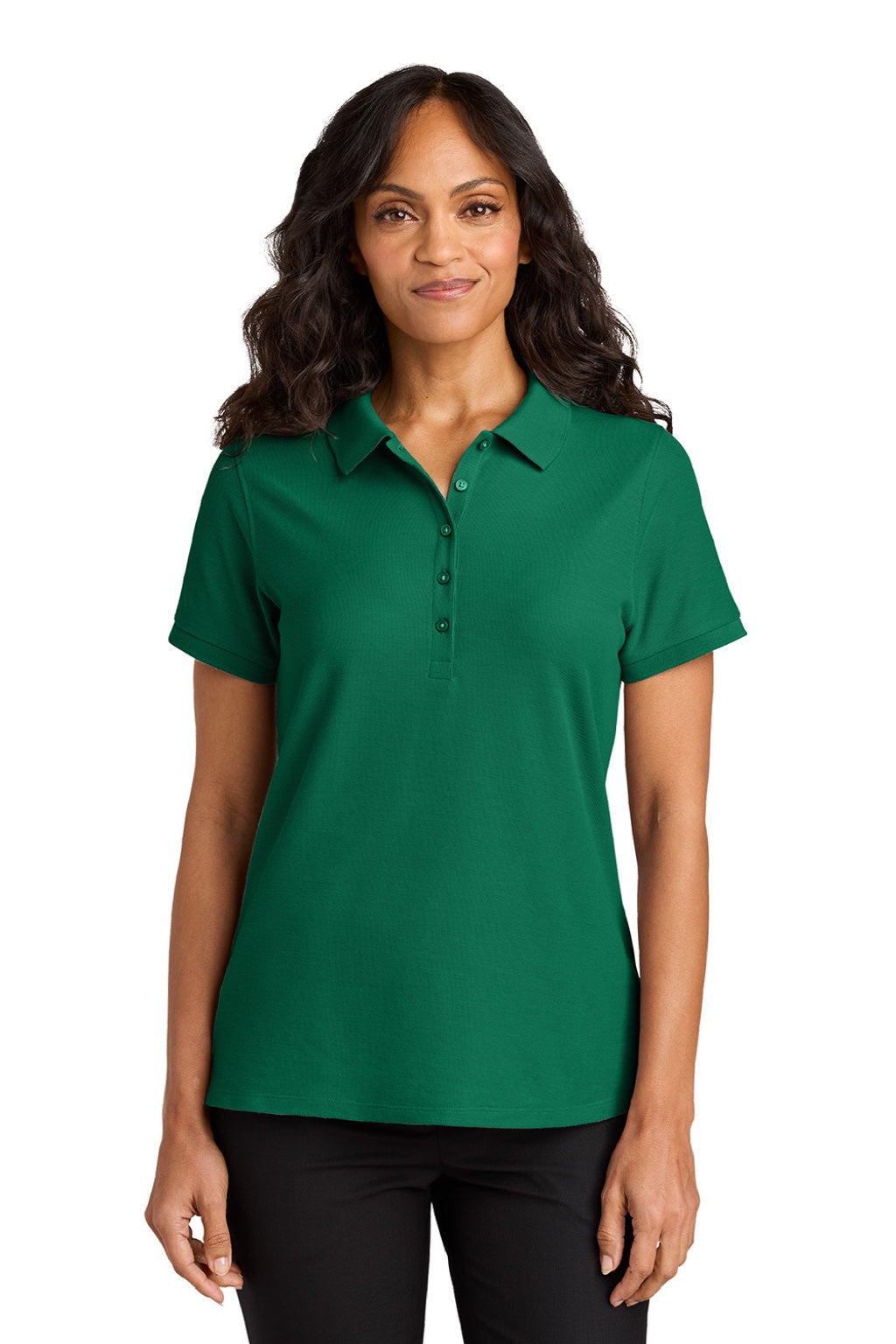 Port Authority LK200 Womens Wearever Signature Pique Short Sleeve Polo Shirt Kelly Green Model Front