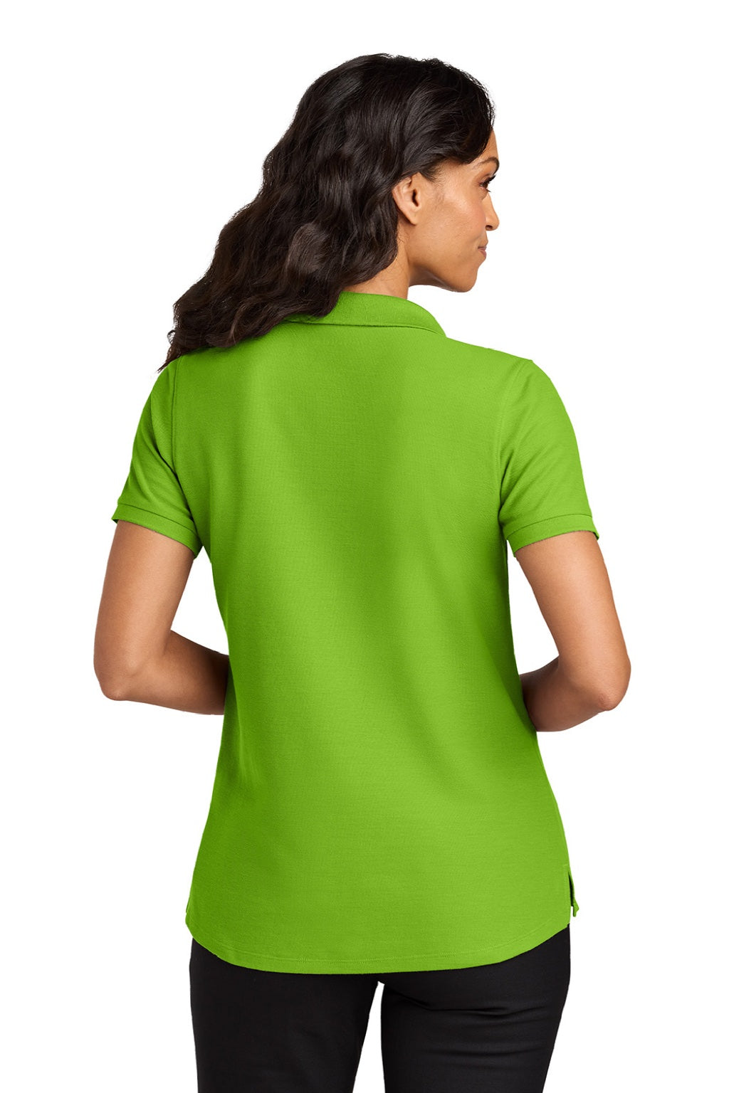 Port Authority LK200 Womens Wearever Signature Pique Short Sleeve Polo Shirt Lime Green Model Back
