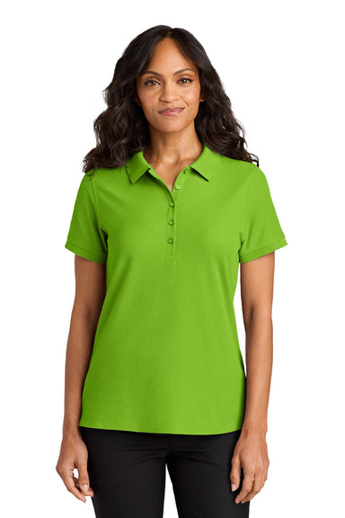 Port Authority LK200 Womens Wearever Signature Pique Short Sleeve Polo Shirt Lime Green Model Front