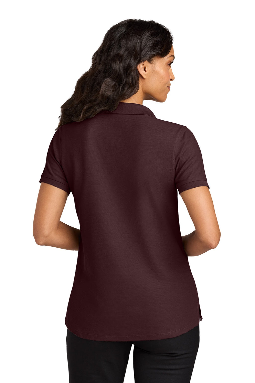 Port Authority LK200 Womens Wearever Signature Pique Short Sleeve Polo Shirt Maroon Model Back