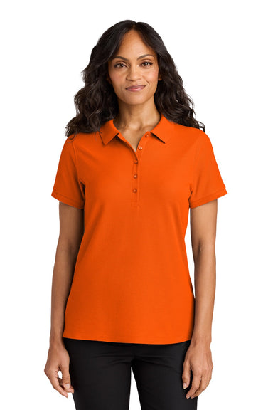 Port Authority LK200 Womens Wearever Signature Pique Short Sleeve Polo Shirt Neon Orange Model Front
