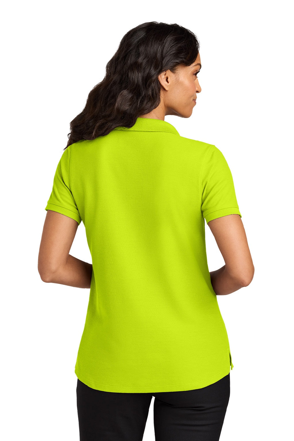 Port Authority LK200 Womens Wearever Signature Pique Short Sleeve Polo Shirt Neon Yellow Model Back