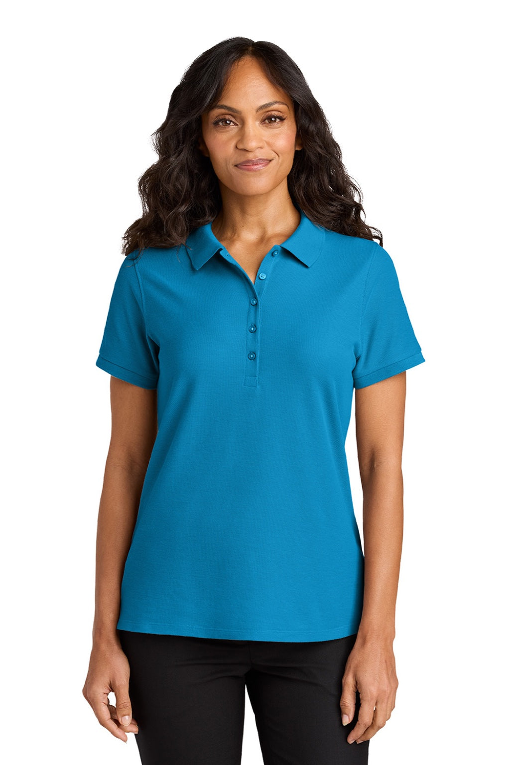 Port Authority LK200 Womens Wearever Signature Pique Short Sleeve Polo Shirt Parcel Blue Model Front
