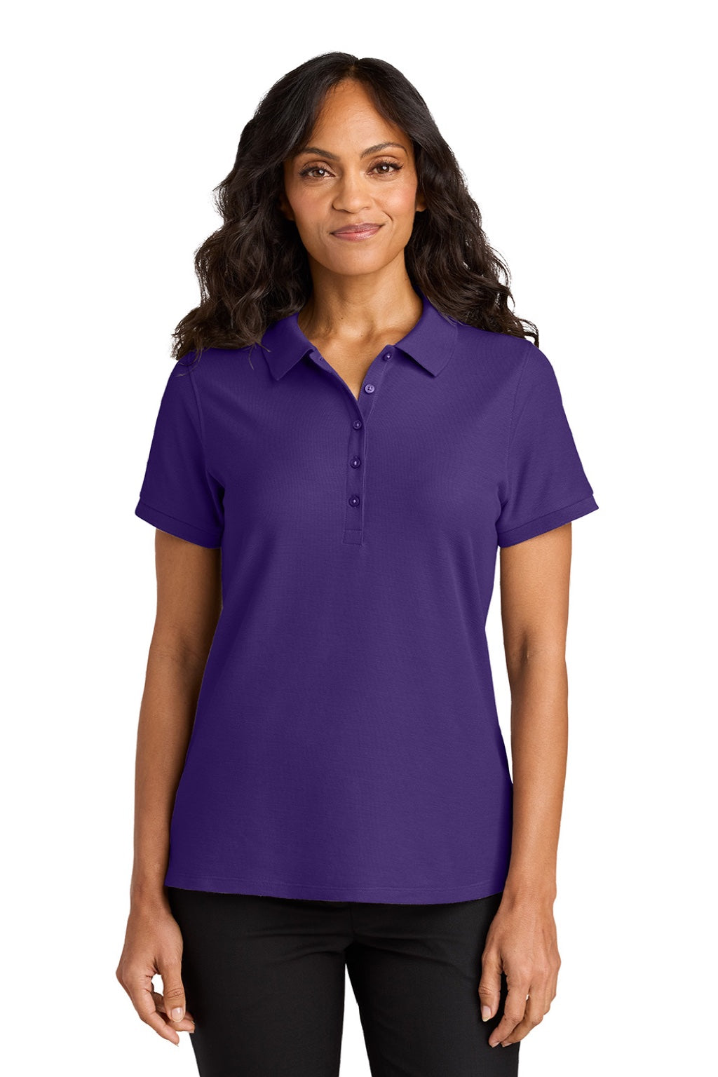 Port Authority LK200 Womens Wearever Signature Pique Short Sleeve Polo Shirt Prism Purple Model Front