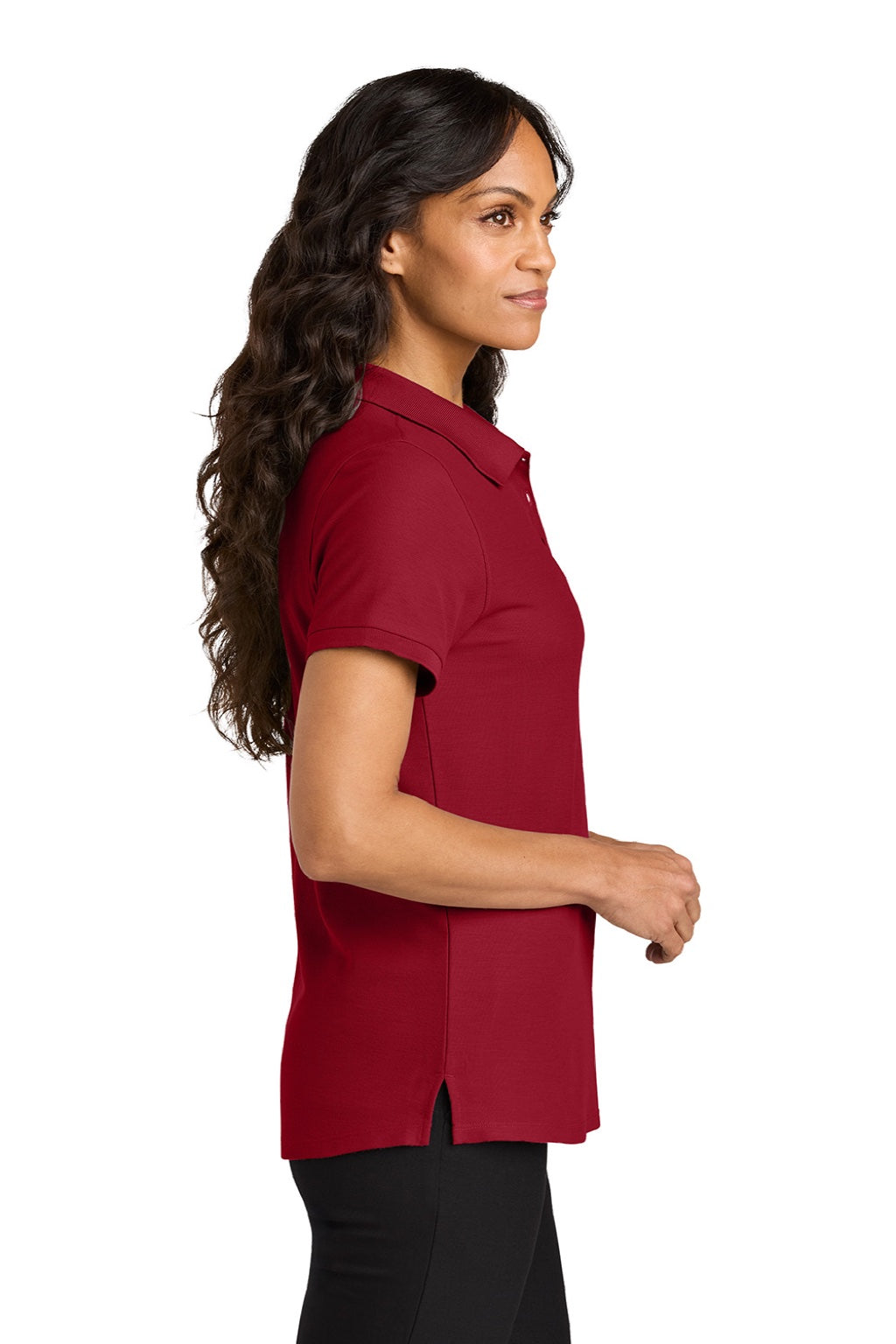 Port Authority LK200 Womens Wearever Signature Pique Short Sleeve Polo Shirt Rich Red Model Side