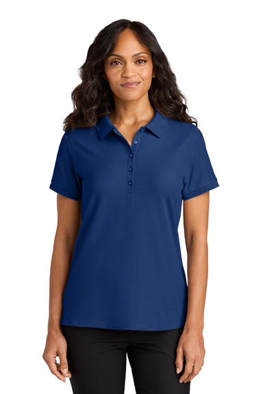 Port Authority LK200 Womens Wearever Signature Pique Short Sleeve Polo Shirt Royal Blue Model Front