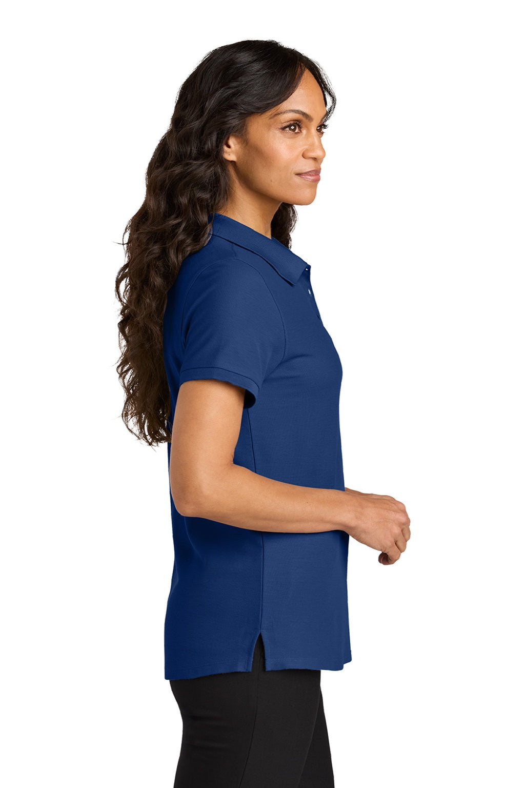 Port Authority LK200 Womens Wearever Signature Pique Short Sleeve Polo Shirt Royal Blue Model Side