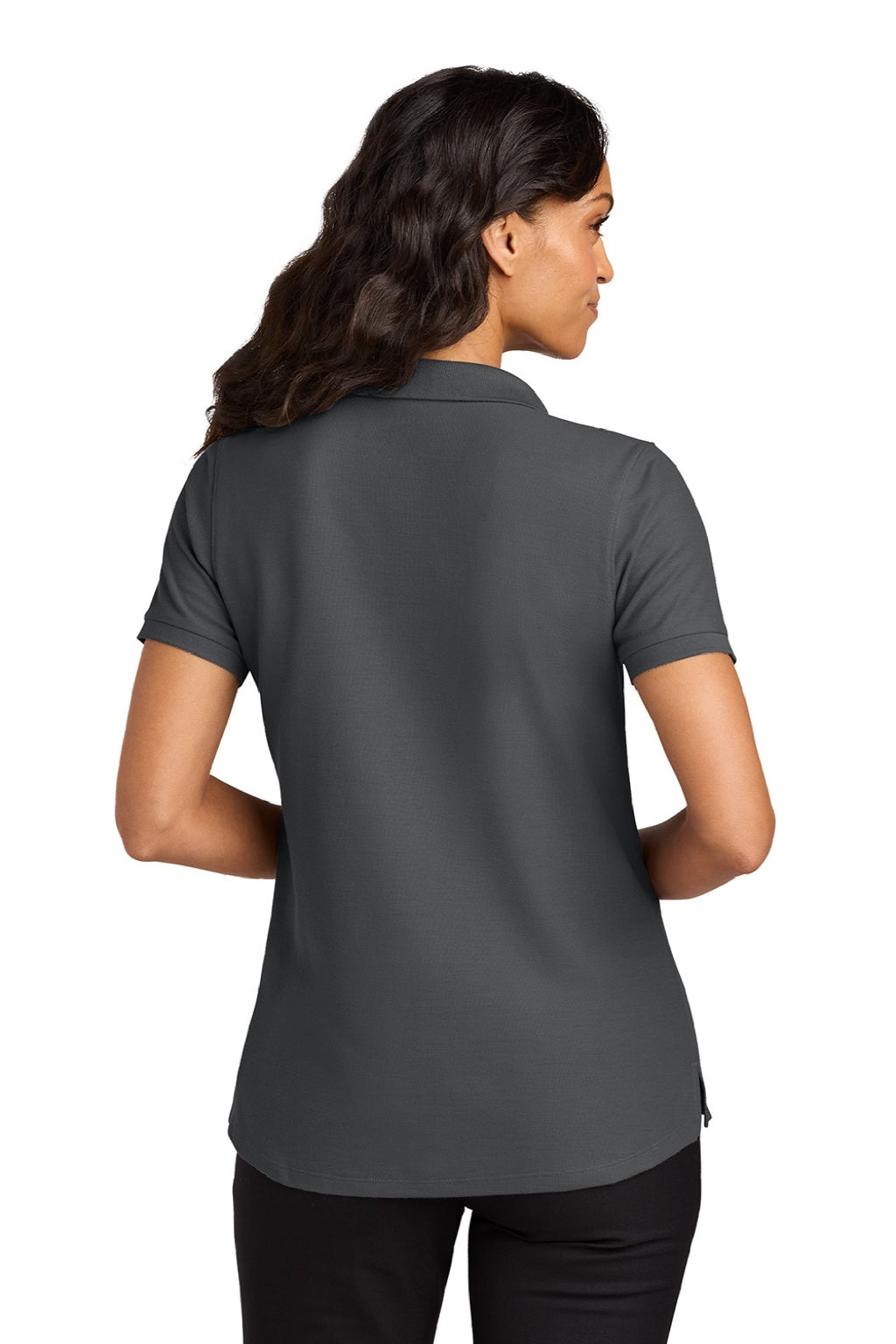 Port Authority LK200 Womens Wearever Signature Pique Short Sleeve Polo Shirt Storm Grey Model Back