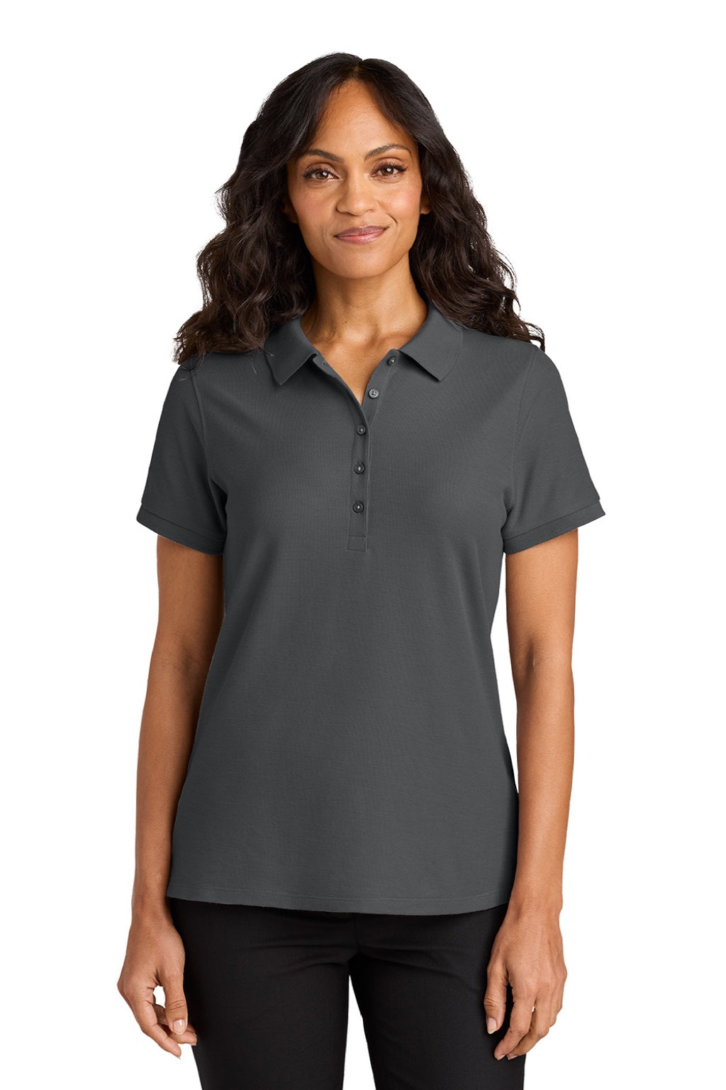 Port Authority LK200 Womens Wearever Signature Pique Short Sleeve Polo Shirt Storm Grey Model Front