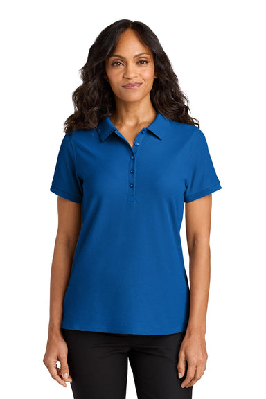 Port Authority LK200 Womens Wearever Signature Pique Short Sleeve Polo Shirt Strong Blue Model Front