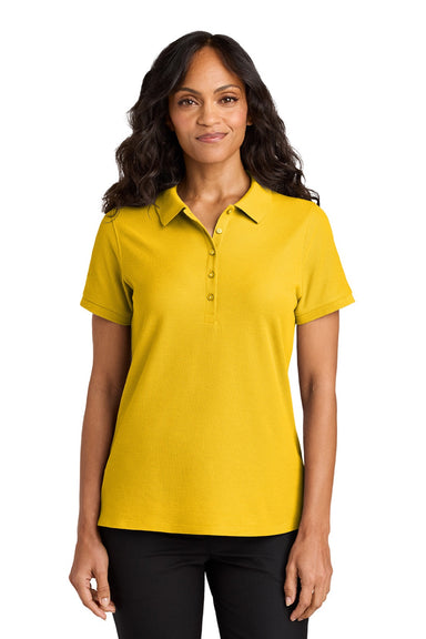 Port Authority LK200 Womens Wearever Signature Pique Short Sleeve Polo Shirt Sunflower Yellow Model Front