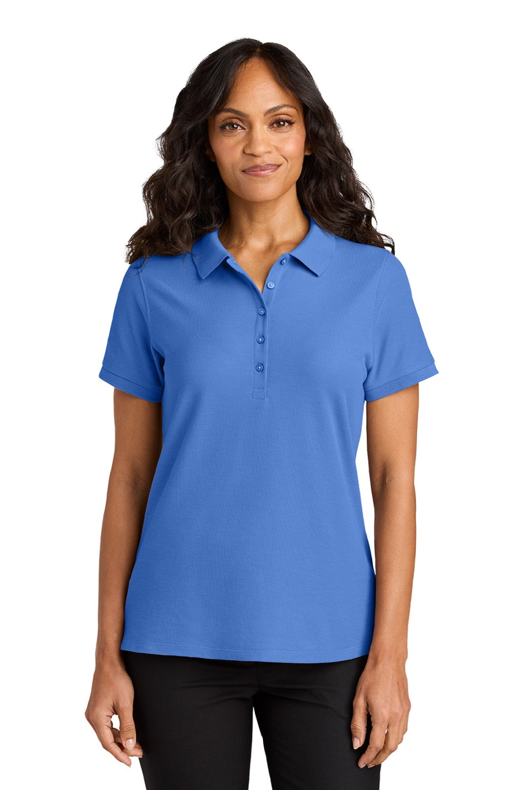 Port Authority LK200 Womens Wearever Signature Pique Short Sleeve Polo Shirt Ultramarine Blue Model Front