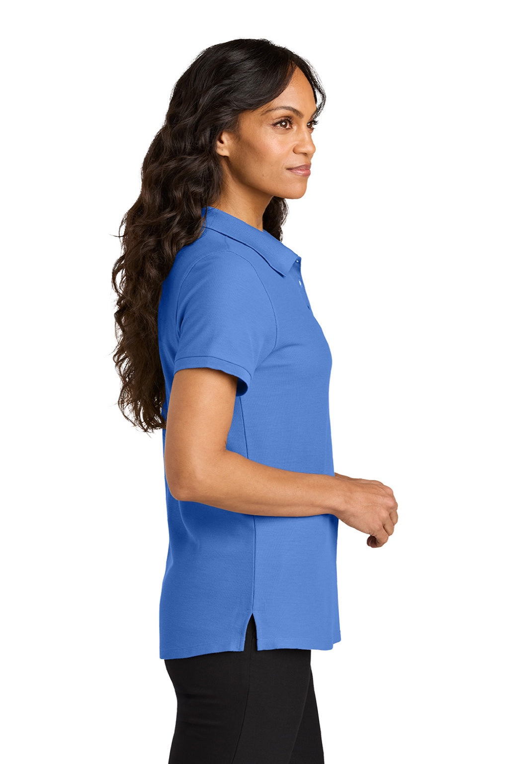 Port Authority LK200 Womens Wearever Signature Pique Short Sleeve Polo Shirt Ultramarine Blue Model Side