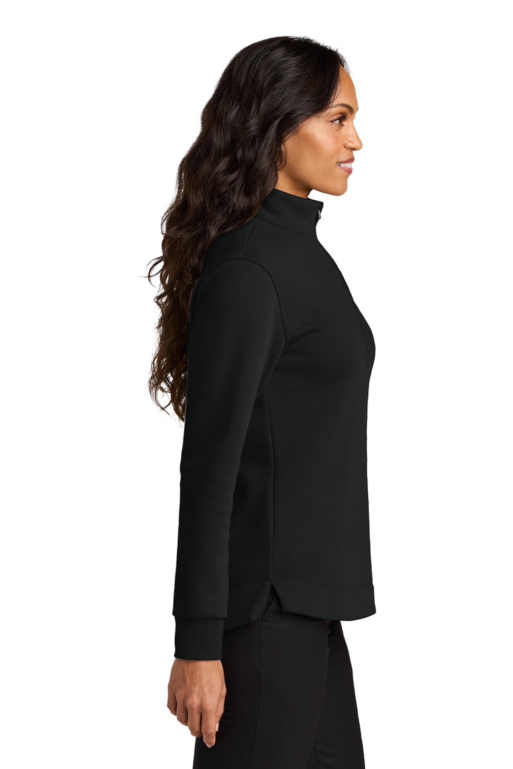 Port Authority LK210 Womens Wearever Signature Double Pique 1/4 Zip Sweatshirt Deep Black Model Side