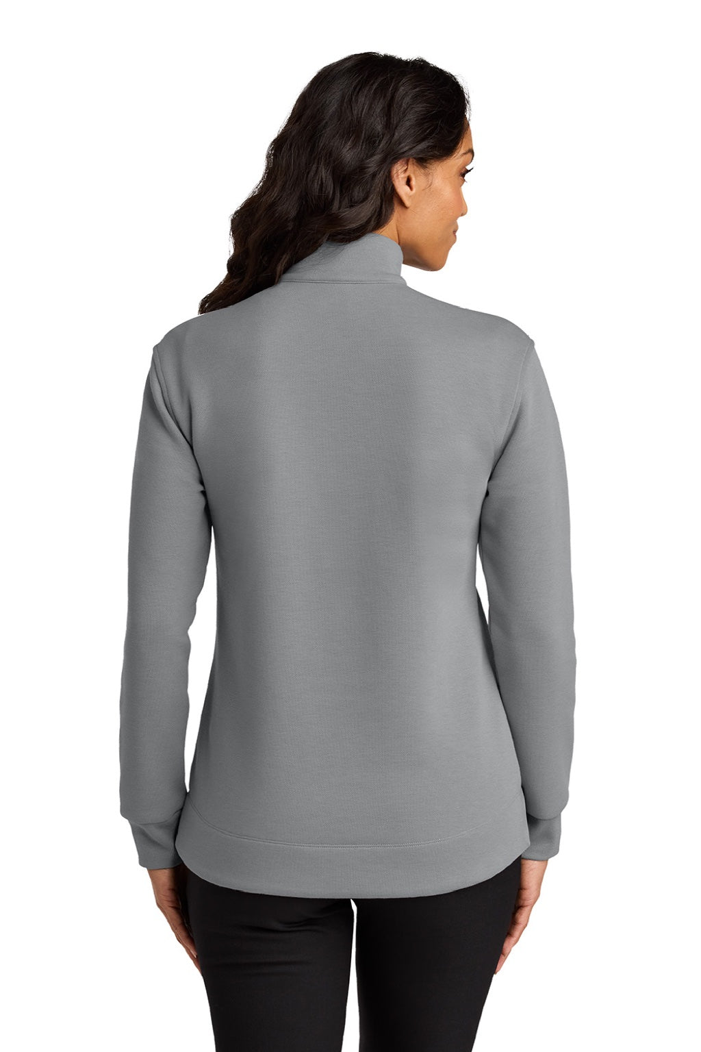 Port Authority LK210 Womens Wearever Signature Double Pique 1/4 Zip Sweatshirt Gusty Grey Model Back