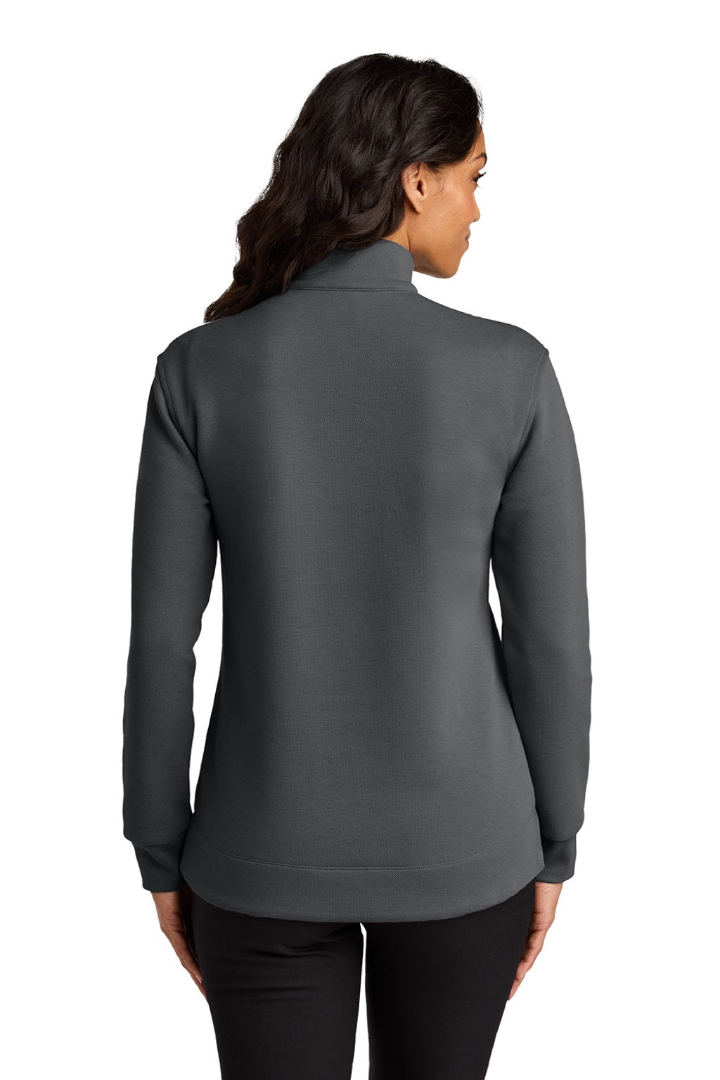 Port Authority LK210 Womens Wearever Signature Double Pique 1/4 Zip Sweatshirt Storm Grey Model Back