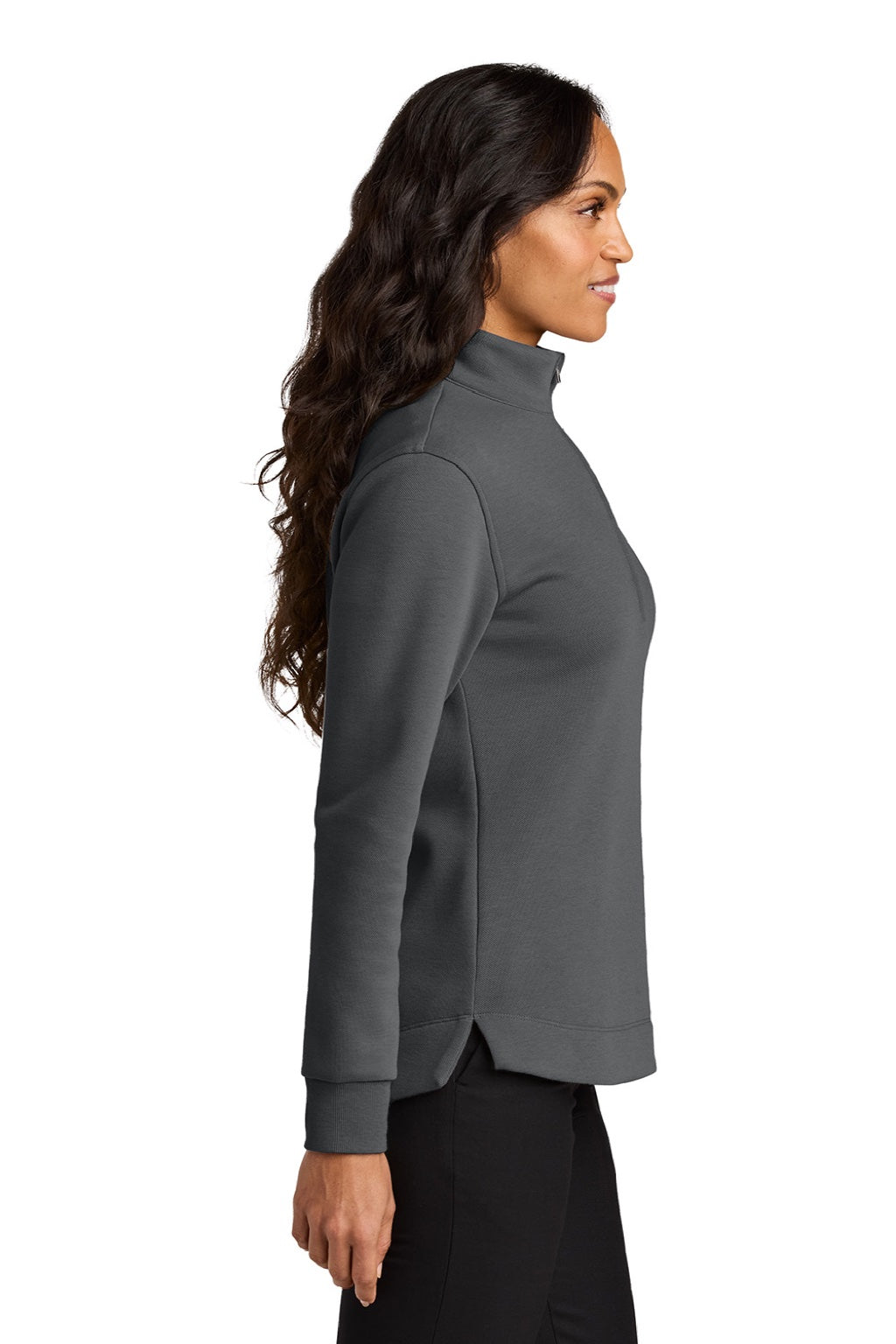 Port Authority LK210 Womens Wearever Signature Double Pique 1/4 Zip Sweatshirt Storm Grey Model Side