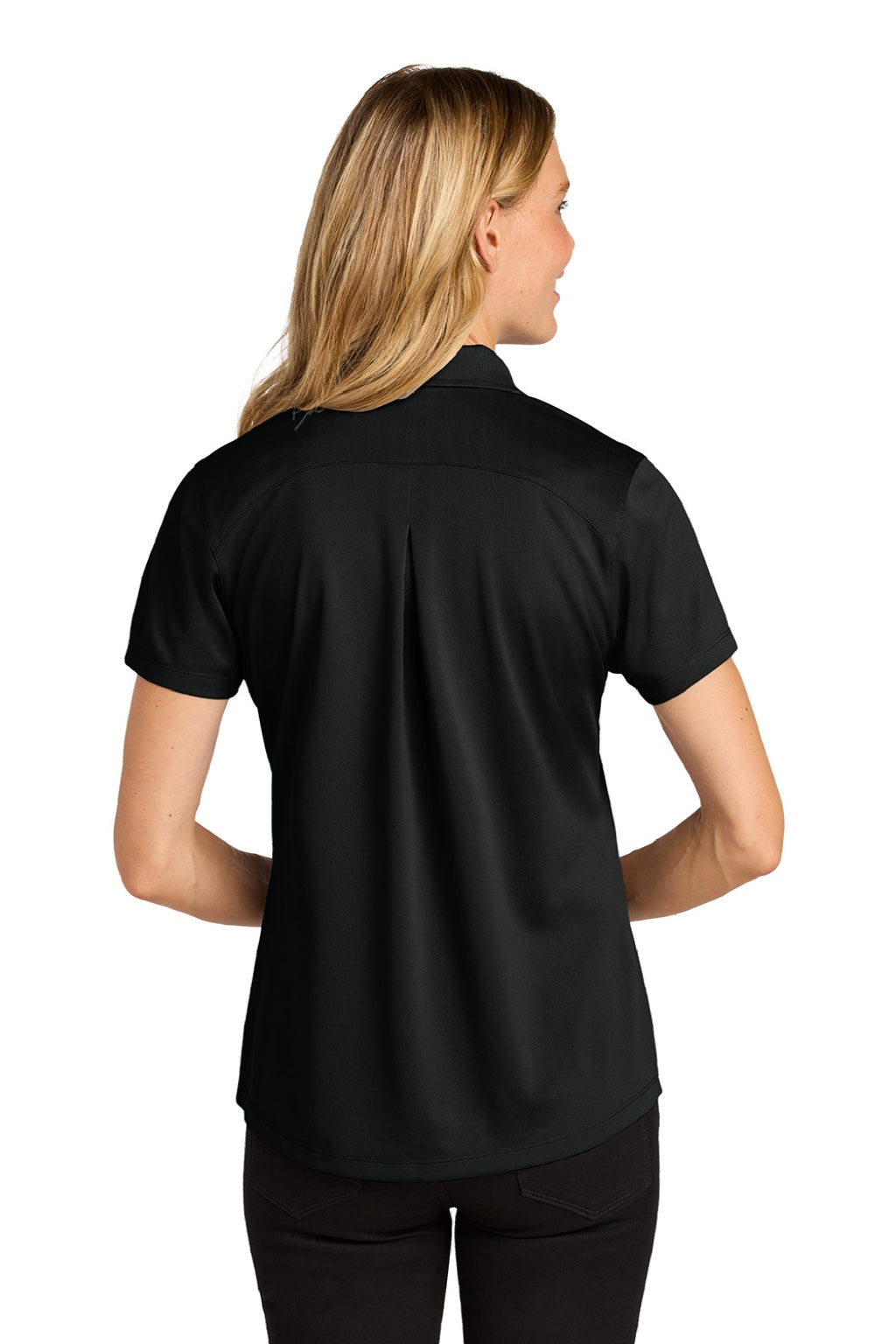 Port Authority LK240 Womens Wearever Moisture Wicking Pique Short Sleeve Polo Shirt Deep Black Model Back