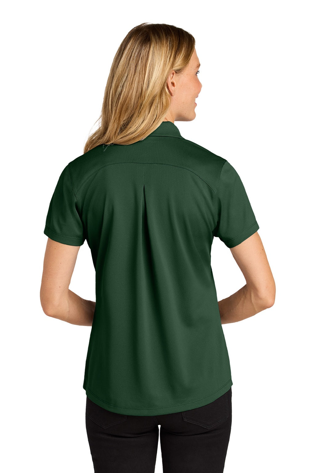 Port Authority LK240 Womens Wearever Moisture Wicking Pique Short Sleeve Polo Shirt Deep Forest Green Model Back