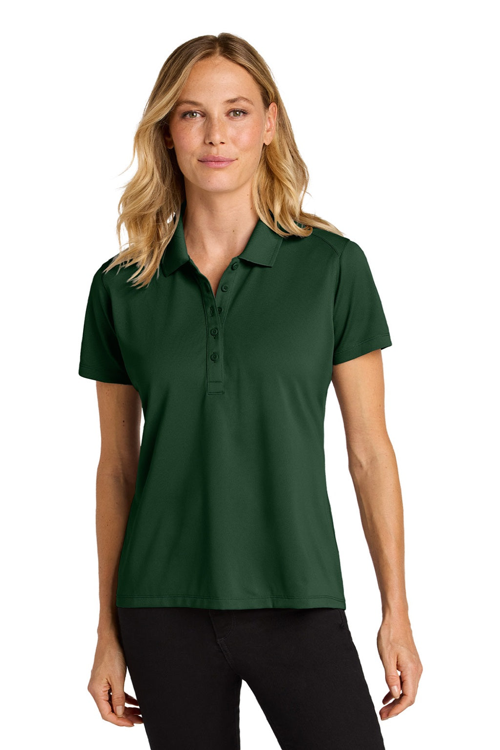 Port Authority LK240 Womens Wearever Moisture Wicking Pique Short Sleeve Polo Shirt Deep Forest Green Model Front