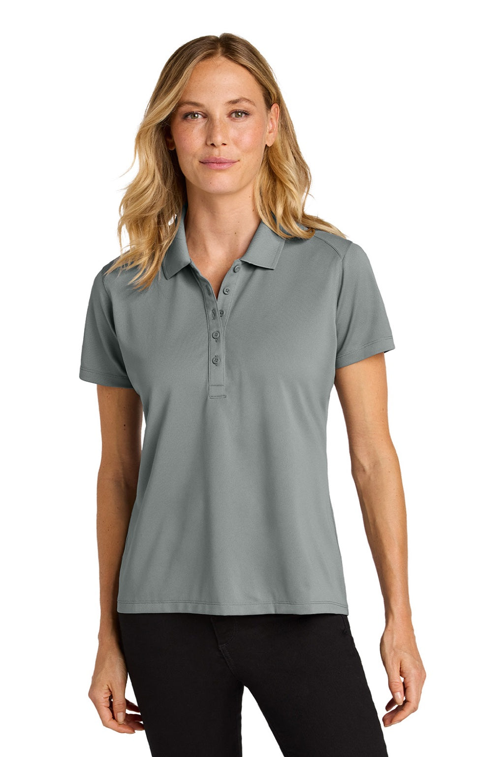 Port Authority LK240 Womens Wearever Moisture Wicking Pique Short Sleeve Polo Shirt Gusty Grey Model Front
