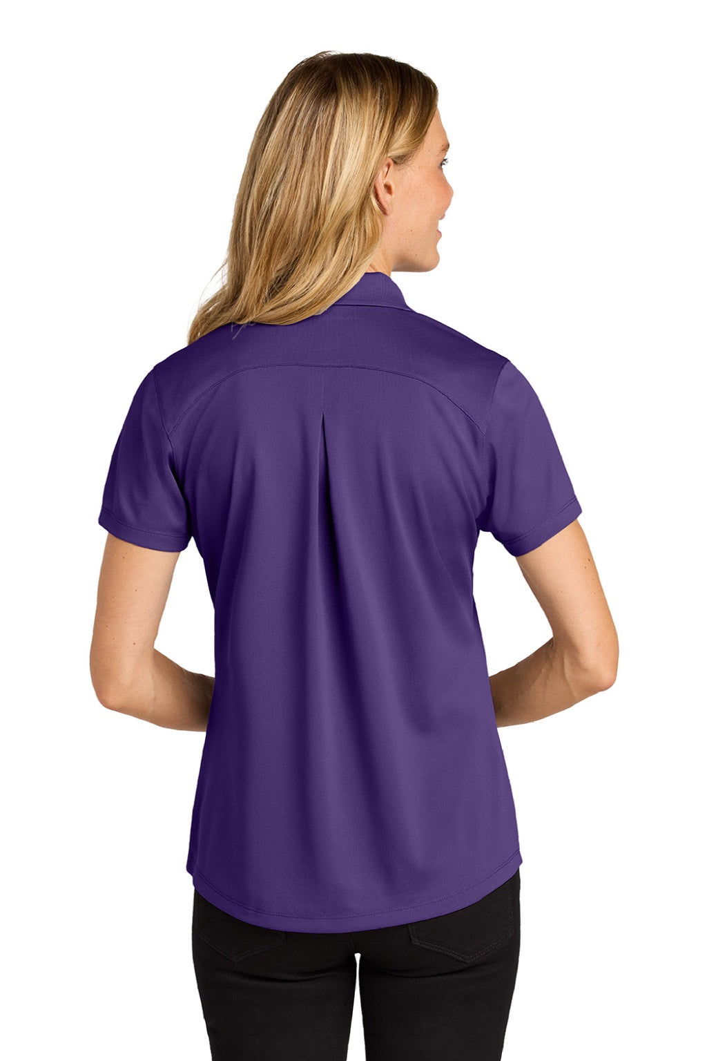 Port Authority LK240 Womens Wearever Moisture Wicking Pique Short Sleeve Polo Shirt Prism Purple Model Back