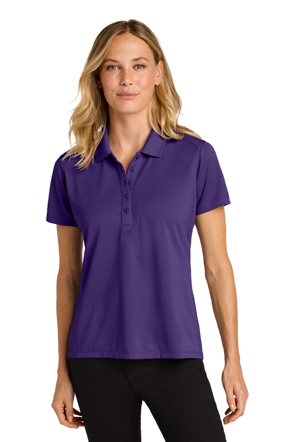 Port Authority LK240 Womens Wearever Moisture Wicking Pique Short Sleeve Polo Shirt Prism Purple Model Front