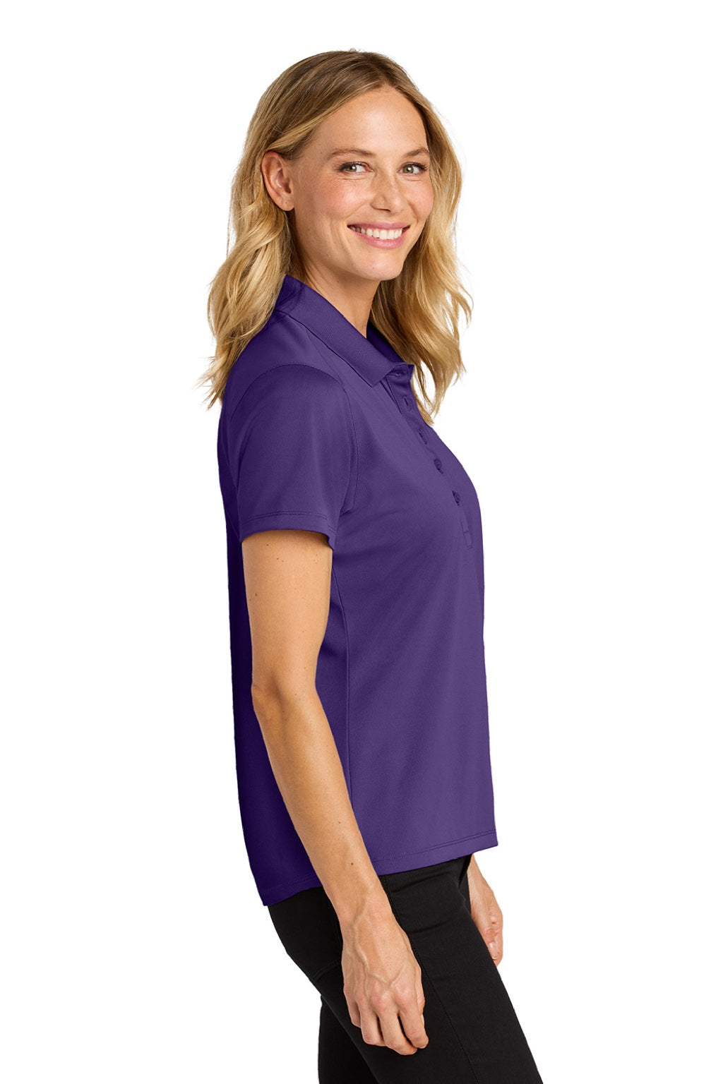 Port Authority LK240 Womens Wearever Moisture Wicking Pique Short Sleeve Polo Shirt Prism Purple Model Side