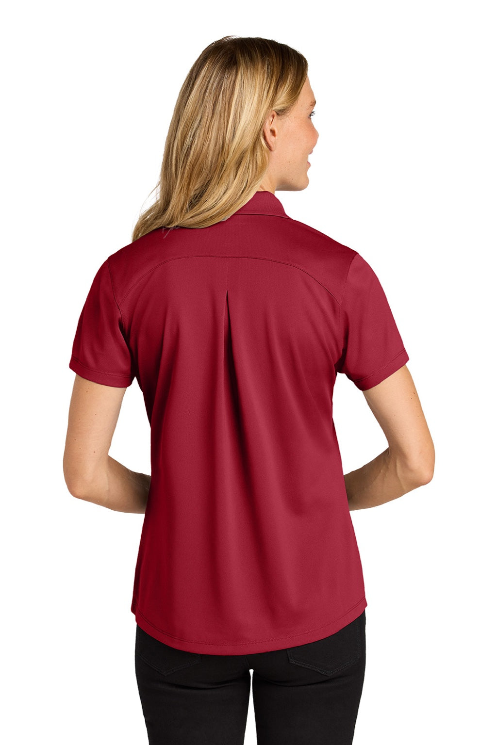 Port Authority LK240 Womens Wearever Moisture Wicking Pique Short Sleeve Polo Shirt Rich Red Model Back