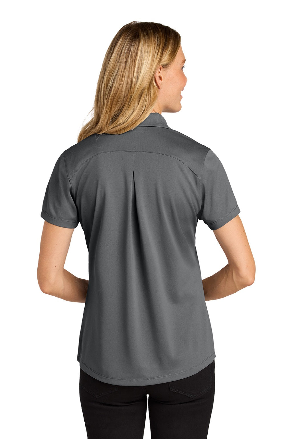 Port Authority LK240 Womens Wearever Moisture Wicking Pique Short Sleeve Polo Shirt Storm Grey Model Back