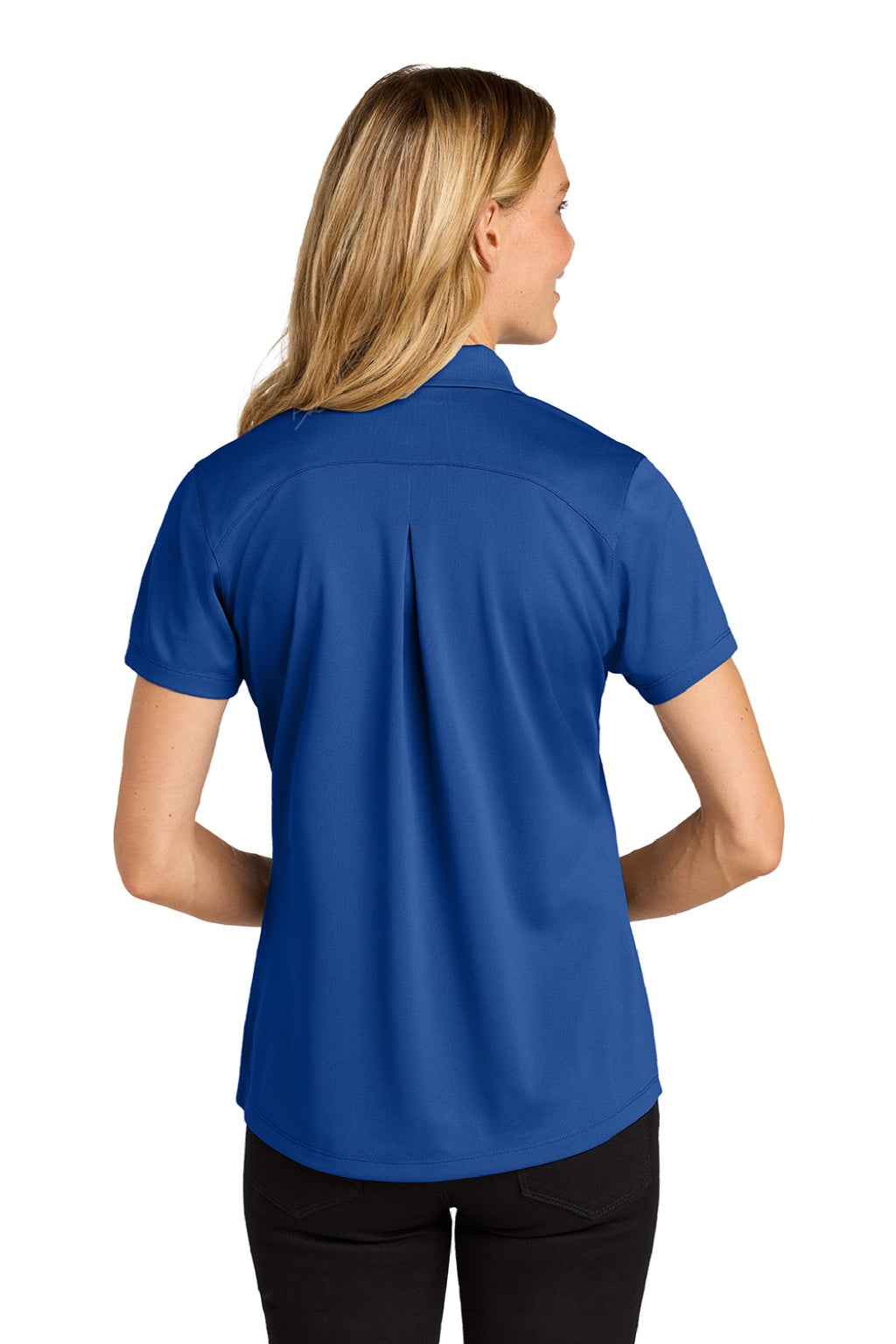 Port Authority LK240 Womens Wearever Moisture Wicking Pique Short Sleeve Polo Shirt True Royal Blue Model Back