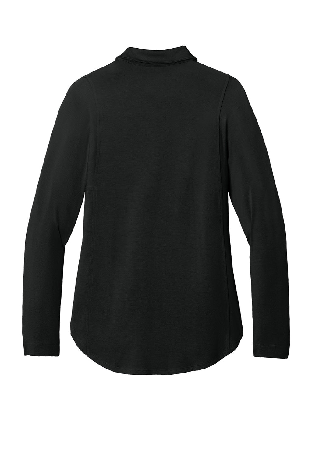 Port Authority LK5602 Womens Luxe Knit Button Down Long Sleeve Tunic Deep Black Flat Back