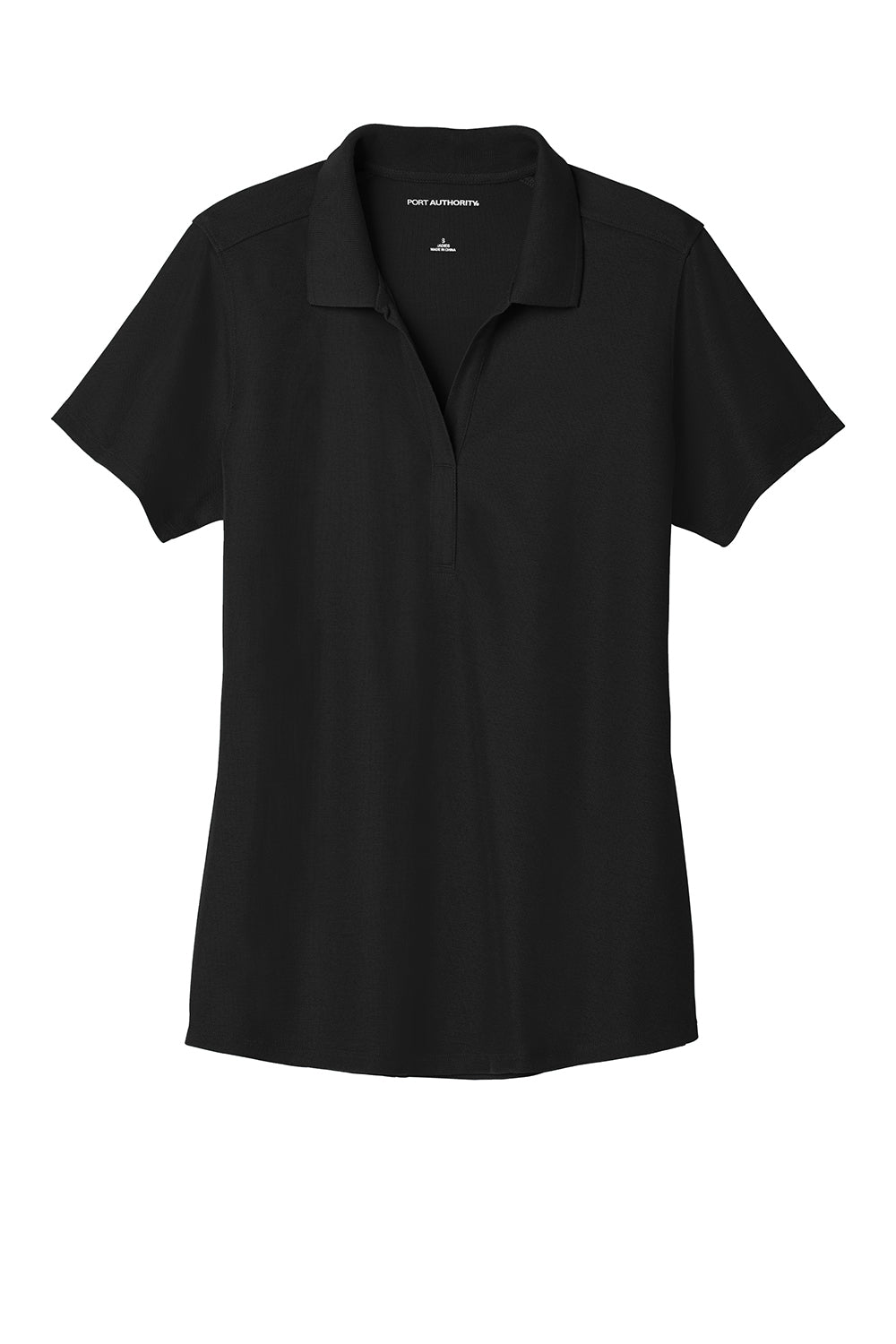Port Authority LK600 Womens EZPerformance Moisture Wicking Short Sleeve Polo Shirt Black Flat Front