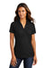 Port Authority LK600 Womens EZPerformance Moisture Wicking Short Sleeve Polo Shirt Black Model Front