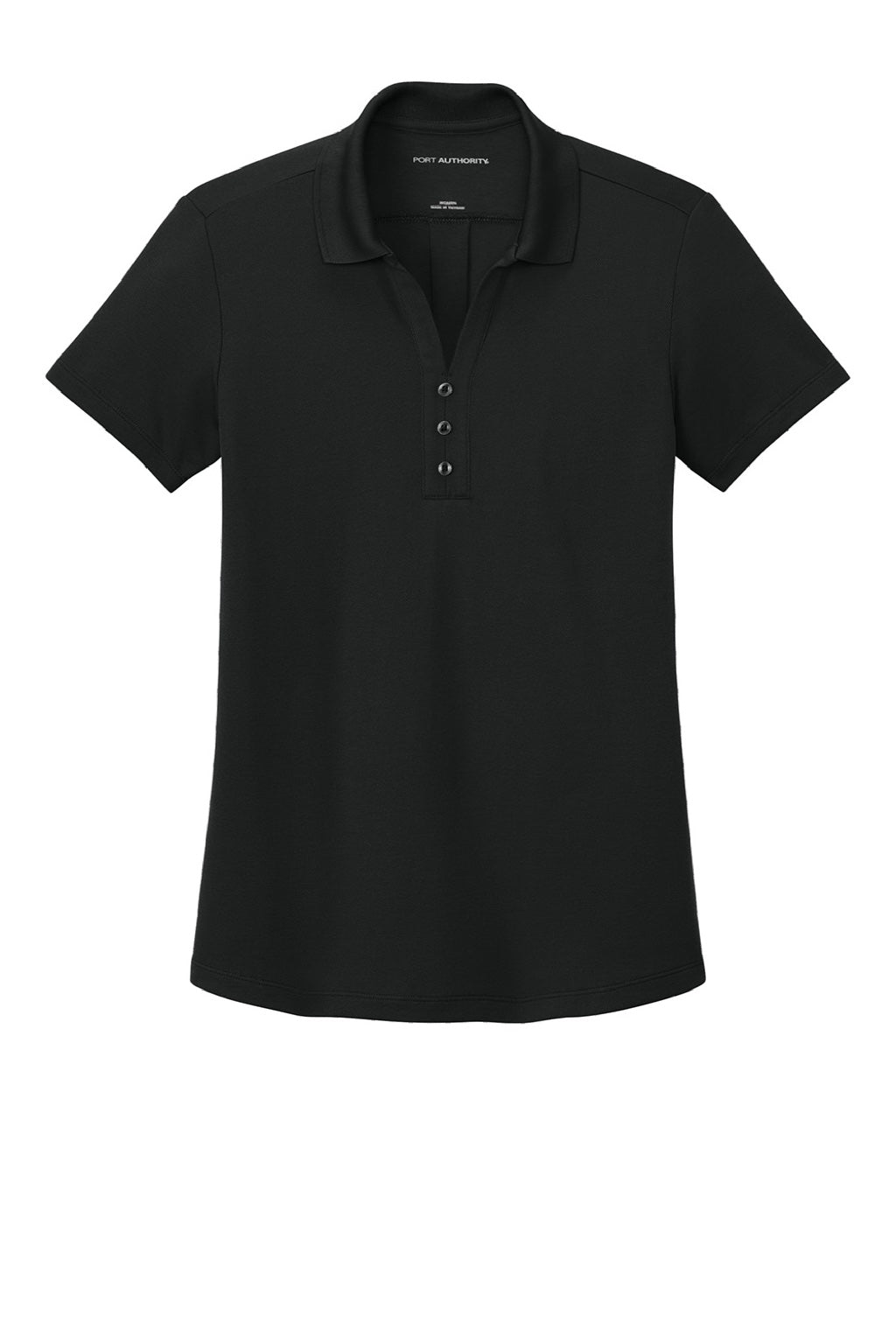 Port Authority LK620 Womens Plaited Pique Short Sleeve Polo Shirt Deep Black Flat Front