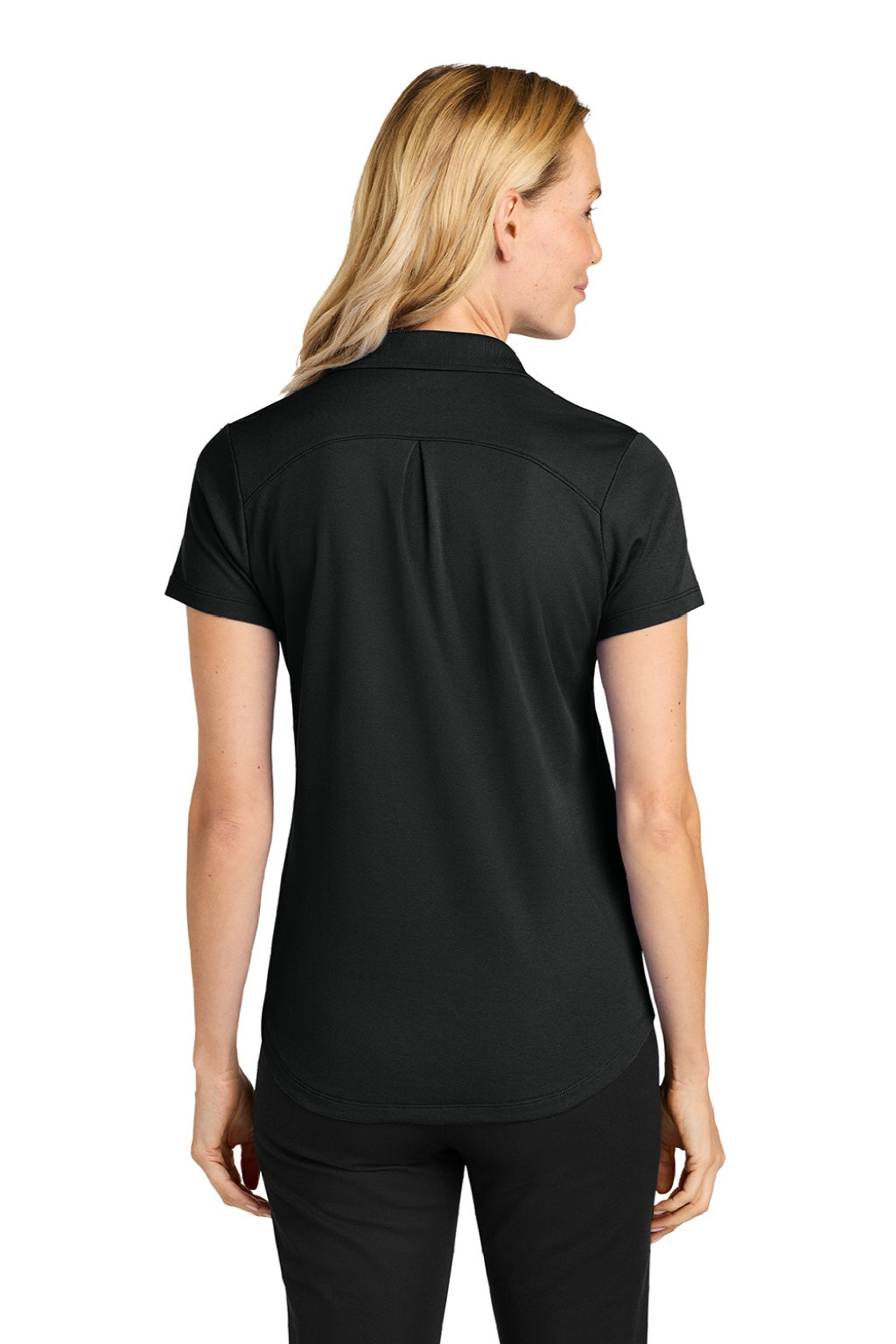 Port Authority LK620 Womens Plaited Pique Short Sleeve Polo Shirt Deep Black Model Back