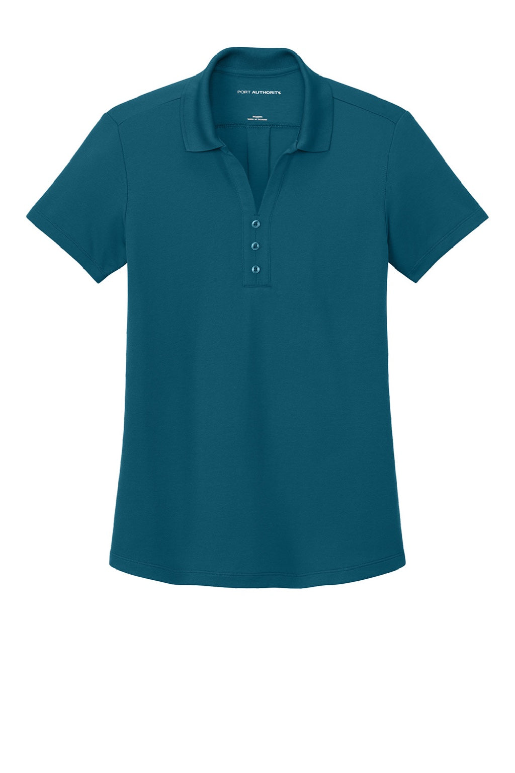 Port Authority LK620 Womens Plaited Pique Short Sleeve Polo Shirt Moroccan Blue Flat Front