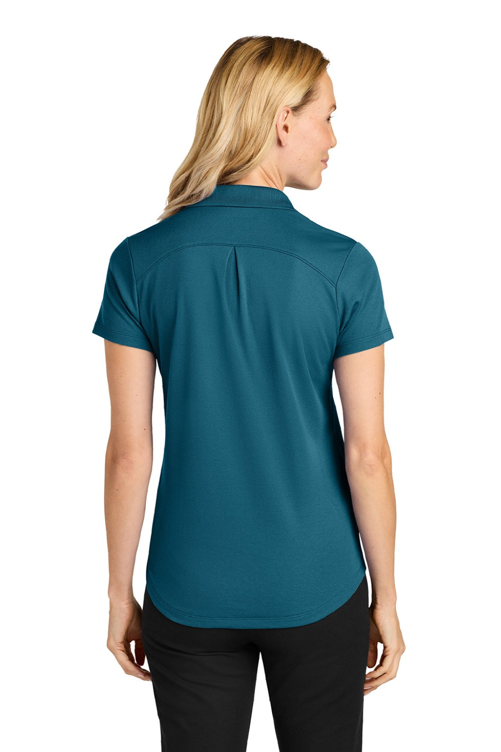 Port Authority LK620 Womens Plaited Pique Short Sleeve Polo Shirt Moroccan Blue Model Back