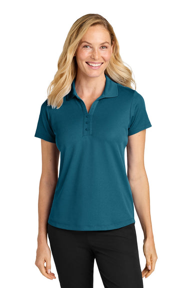Port Authority LK620 Womens Plaited Pique Short Sleeve Polo Shirt Moroccan Blue Model Front