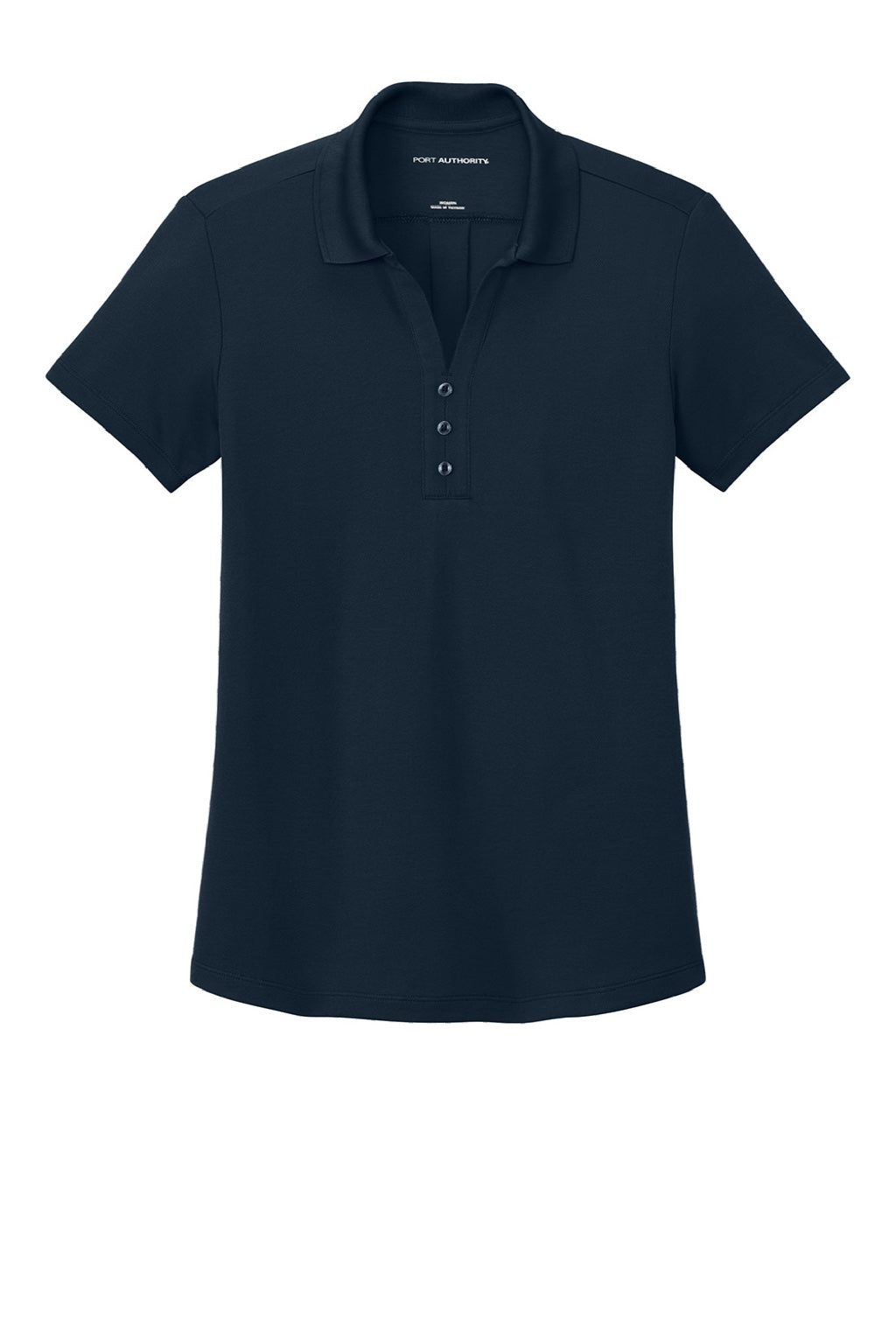 Port Authority LK620 Womens Plaited Pique Short Sleeve Polo Shirt Night Navy Blue Flat Front