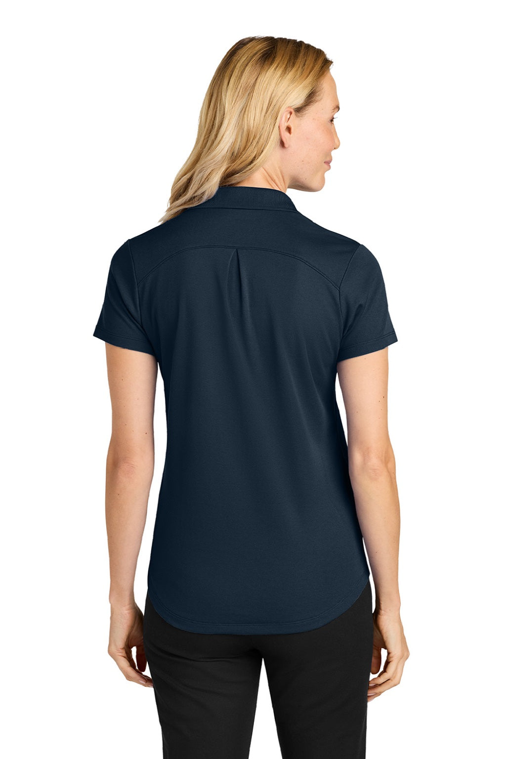 Port Authority LK620 Womens Plaited Pique Short Sleeve Polo Shirt Night Navy Blue Model Back